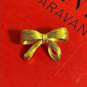 🖤VTG💕LES BERNARD gold ribbon brooch
